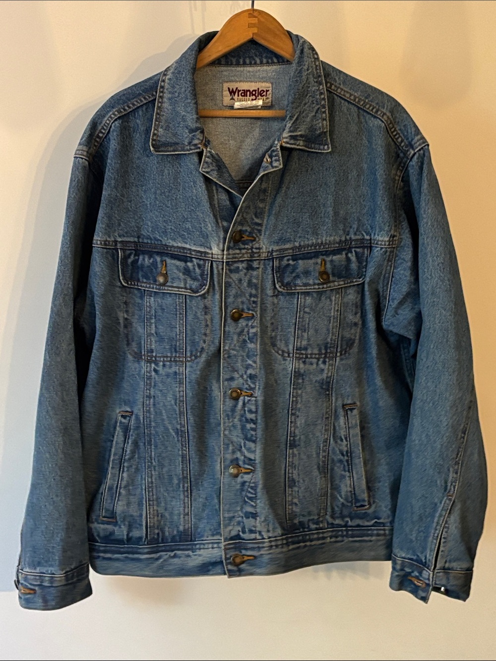 Wrangler Rugged Wear Denim Jacket – Blue – 100% Cotton – Workwear / Americana L